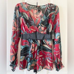 Bisou Bisou Sheer floral Blouse
